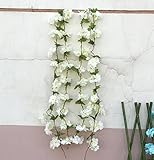 Htmeing 89 Artificial Cherry Blossom Hanging Vine Silk Flowers Garland Fake Plants Leaf For Home Wed