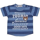 2016年 夏物 ZOOMIC ズーミック 天竺 杢ボーダーアップリケ 半袖Ｔシャツ ブルー◇80cm