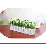 人工花小さな鉢植えFake菊で設定ピケットフェンス One Size ホワイト 562668161939-4