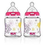 Nuk Advanced Orthodontic Slow Flow 2 Pack BPA Free Bottles 0+ Months 62797 (Pink)　哺乳瓶　ガール　2本セット