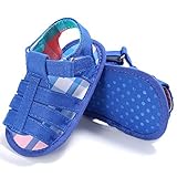 Lutents サンダル　シューズ　ベビー　キッズ　赤ちゃん　歩行靴　マジックテープ　真夏靴 　柔らかい　出産祝いギフト　可愛い おしゃれ (13cm（12-18月）, ブルー)