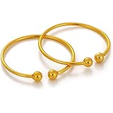 Ethlyn 2pcs/lot 18K Gold Plated Girls Boys Cuff Bangles Bracelet Birthday Gifts for little boys