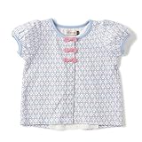 D.fesense レトロフラワーカーディガン/90/サックス AP704092190