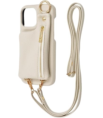 DEMIU ホワイトレザー iPhone16プロ ケース ストラップ セット