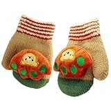 (FTzone)かわいいユニセックスキッズスーパー暖かいウールニット手袋・ミトン1歳2歳3歳4歳5歳 (足) (カーキ)
