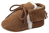 C-Princess 幼児 キッズ ルーム シューズ ファーストシューズ 新生児 赤ちゃん ベビー靴 歩行サポート フリンジ 内ボア 防寒保温 出産祝い ブラウン 11cm