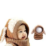 Bonice ニット帽子 ベビー 秋冬 可愛い 子供 防寒 防風 厚い 暖かい 耳付き マフラー式 男女兼用 お出かけ 寒さ対策 キッズ帽子