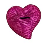 セラミックおもちゃBanks Heart and Soul明るいピンクRazzle DazzleラインストーンハートBling銀行5 x 2.5 X 4.75インチFuschiaモデル# 37000