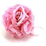 Enimay 6.5 "シルクLook花ローズPomander Kissingボールウェディングパーティーホーム飾りピンク