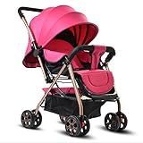 QXmEiベビーカート1 to 3歳児双方向アルミニウム合金Stroller Can Sit Down and Can Lie Down the軽量ベビーベビーカー、最大負荷の25 kg ピンク 02
