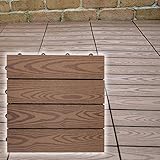 木の風合に抜群の耐候性 ウッディスケープ フロアパネル 木目調タイプ ダークブラウン 30cm角 9枚セット WPC-09-107-DBR