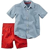 カーターズ Carter's シャツ 半袖 綿シャンブレー100% ＆ ショートパンツ 綿100% 2点セット 2-Piece Shirt & Short Set 9M (67-72cm) [並行輸入