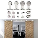 Homedecoハードウェア8 ft- 16 ftモダンデザインインドアスライドドアハードウェアステンレススチールレールトラックセット 16 FT Double door kit USGCM2729