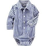 OSHKOSH(オシュコシュ) プラッドボタンフロントボディスーツ プラッド ロンパース長袖 12ヶ月【並行輸入】