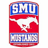 NCAA Southern Methodist Mustangs 11-by-17木製sign-traditional Look