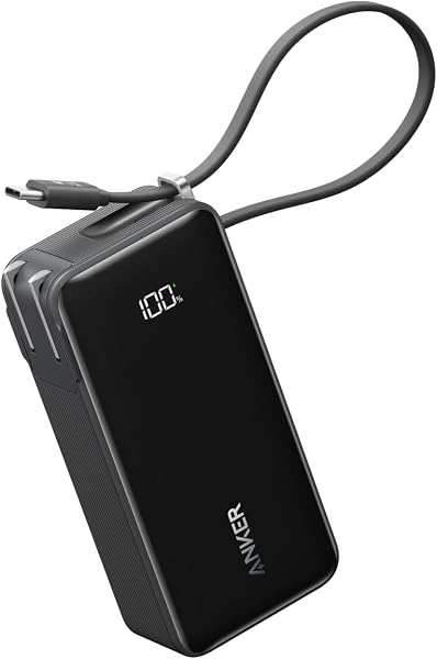 Anker Power Bank (10000mAh, Fusion, Built-In USB-C ケーブル) (10000mAh 30W出力モバイルバッテリー搭載 30W出力USB充電器) / LEDディスプレイ搭載/ケーブル一体型/コンセント一体型/折りたたみ式プラグ 1台3役 / iPhone 17 / 16 / 15 Android iPad その他各種機器対応 (ブラック) - 1