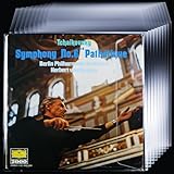 Mukjipa LP保護ケース LP用レコード紙袋 穴空き オープン開口式 クラフト紙 EP保護紙袋 10枚セット/ アルファベット＆数字シール付き(一枚) GU-YO (12インチ, 黄色)
