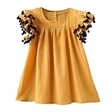 Cutelove 2017年新品　高品質　夏　女の子　子供ドレス　ワンピース　ラウンドネック　ふわふわ飛び袖　半袖　ホワイト　イエロー　プリンセス　プリーツ　フリル　素敵　おしゃれ