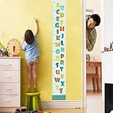 Amaonm Removable DIY PVC Cartoon Letter Multi Color A-Z Puzzle Early Learing Kids Height Measure Rul