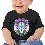 幾何学模様の多角形のライオン子供服 ベビーTシャツ 半袖 男の子 女の子 クルーネック カジュアル