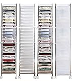 ワイシャツ収納ラック(ホワイト) 【縦型】22段　クローゼットの隅で活躍する省スペースで大量収納♪