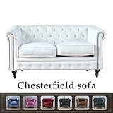 ビンセントシリーズ　チェスターフィールドソファ　二人掛け ホワイト PUレザー VC2P3K