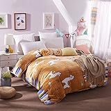 CHENGYI 茶色のアルパカのパターン厚いフランネルの羽のカバーシングルピースの秋と冬の保温暖かい掛け布団カバー ( サイズ さいず : 200*230センチメートル )