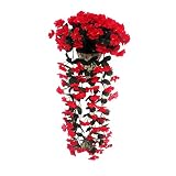 クリアランス人工Fower、paymenow 1 Bunchesの人工フェイク花バイオレットBracketplant Wall Hangingガーランドつる花Traling レッド