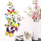 Amaonm? 60 Pcs 5 Packages Beautiful 3d Butterfly Wall Decals Removable Diy Home Decorations Art Deco