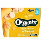 Organix Apple & Banana with Pieces 7+ Months Stage 2 4 x 95g (Pack of 2) - 7+ヶ月のステージ2 4×95グラムピースとOrg