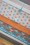 DK Leigh Modern Geometric 4 Piece Gender Neutral Crib Bedding Set, Orange/Aqua/Grey by DK LEIGH