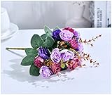 21ヘッド/ブーケシルクローズヨーロッパスタイル造花高品質花束フェイク花結婚式ホームパーティーの装飾-紫色