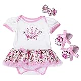 (アイム)iiniim　女児　ベビー　ロンパース　可愛い　ロンパース+蝶結びヘッドバンド+靴３点セット　チュチュ　弾性　ベスト　イベント　日常身なり　パーティー　誕生日　撮影道具 セット２ S