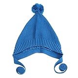 (コ-ランド) Co-land ニット帽子 キッズ 秋冬 可愛い ボンボン ベビーハット 子供用 とんがり 帽子 女の子 男の子 赤ちゃん ニットキャップ ブルー