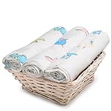 Extra Soft Muslin Swaddle Blankets 3-Pack, 100% Organic Cotton Muslin Fabric - Versatile Receiving B