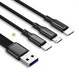 Sound Wave 【(( 5A 急速充電 3In1 ﾅｲﾛﾝ編み 三股 20cm )) 充電 Type C TypeC MicroUSB スプリッター ケーブル 黒色 】 1本で USBｰC 2台 とMicroUSB スマホ タブレット を3台同時に充電 TypeC Y字ケーブル 分岐ケーブル 3in1 超便利 USBケーブル + F.Wave ｵﾘｼﾞﾅﾙ ﾚｻﾞｰ調 MicroFiber お手入れｸﾛｽ ( 10×10cm ) TypeC C2&Mi編 (20cm 黒)