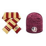 NCAA Florida State Seminoles Striped Rugbyスカーフとゼロビーニー帽子2パックバンドル