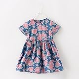 Karchi 可愛い 花柄Tシャツ+チュチュスカート　ドレス　セット　衣装　幼児　子供　女の子　かわいい　綿　服　Tシャツトップ　パンツ　上下セット　衣装　贈り物　 (90)