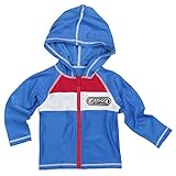 ボーイズ|ベビー|水着[BOSS PERSON]ラッシュガード水着|UV(紫外線対策)|長袖 フード付き|フルジップアップ|ワッペン付き 男児 95cm ターコイズ