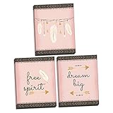 Sagebrush Fineアート美しいpink-coralとブラウンFree Spirit and Dream Bigフェザーと矢印セット、子供の部屋や子供部屋飾り; 3つ8 x 10in Unfr