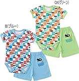 (チャックル) chuckle クルマ柄半袖ロンパース&ズボン ブルー 70cm P3194-70-31