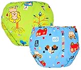 Swimおむつベビーボーイズ、2パック、再利用可能な、調節可能なベルクロデザイン4サイズ0 – 3年。10 – 50lbs Baby US サイズ: XL