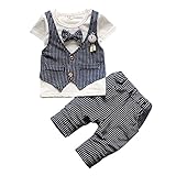 Cutelove 子供服 ベスト Tシャツ Tシャツ＆パンツ 上下セット ショートパンツ ネクタイ付き 半袖 男の子 赤ちゃん 可愛い 夏 3色
