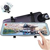 ドライブレコーダー ミラー型 前後カメラ フロントカメラ 2K 高画質 9.66インチ 全画面モニター タッチパネル 前後170度広視野 W