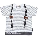 【本体綿100％】2017年 夏物 ZOOMIC ズーミック MONO 天竺 サスペンダー アップリケ 半袖Ｔシャツ ホワイト◇95cm