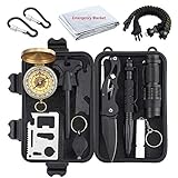 Justech Emergency Survival Kit 13 in 1, Mini Survival Gear Kit Outdoor Survival Tool with Thermal Bl