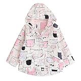 Karchi　 人気 　2017　子供服　女の子漫画の猫　プリント　フード付き　ショートコート　秋冬物　 　ベビー ガールズ 幼児 冬 ウォームドットベルト コート　ジャケット　ピンク100－140 