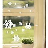 Dnven (White, From 3"-5", Set of 21 Pcs) Christmas Snow Flake Wall Decals Vinyl Removable Wall Stick