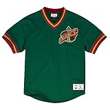 Seattle Supersonics NBA Mitchell & NessメンズメッシュVネックジャージー グリーン