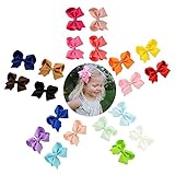 Welandtech 20pcs 2 inch Boutique Baby Girls Infant Hair Bows Grosgrain Ribbon Clips (2 inch 20Pack) 